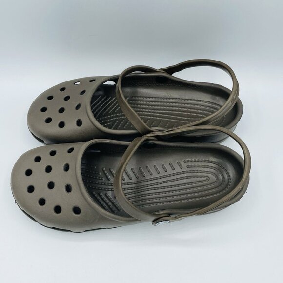 Crocs Shoes Womens Size 10 Brown Slip On Comfort Huaraches Lightweight Strappy - Picture 6 of 11